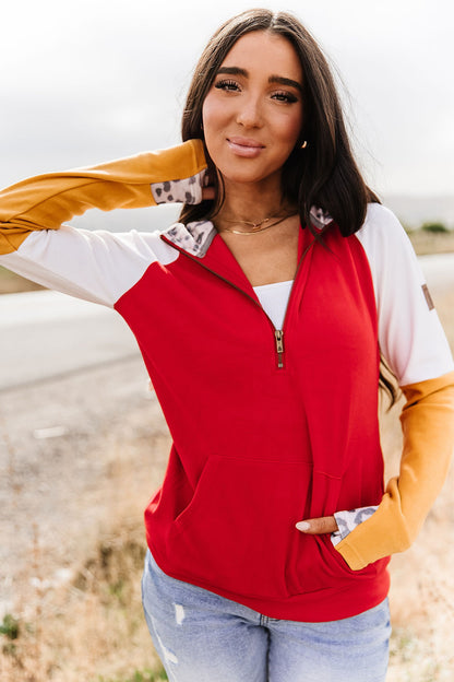 READY TO SHIP--Red & Gold Half Zip❤️💛