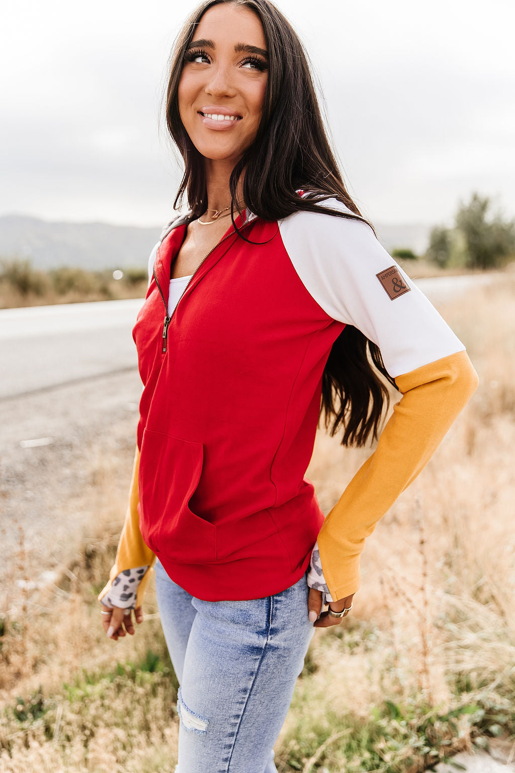 READY TO SHIP--Red & Gold Half Zip❤️💛