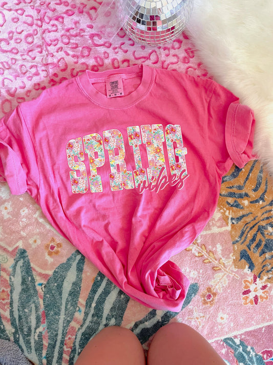 Pink Floral Spring Vibes Crunchberry Tee