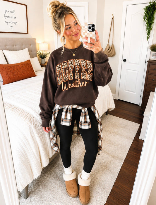 **DEAL OF THE DAY** Brown Leopard Coffee Weather Chocolate Sweatshirt