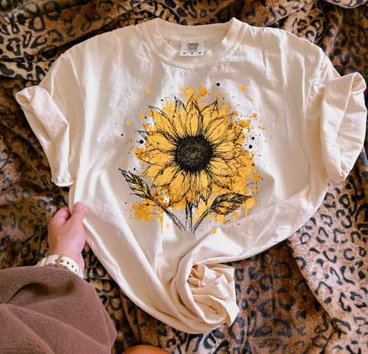 Fall Sunflower Ivory Tee
