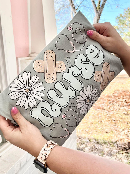 Natural Nurse Floral Design Bay Tee