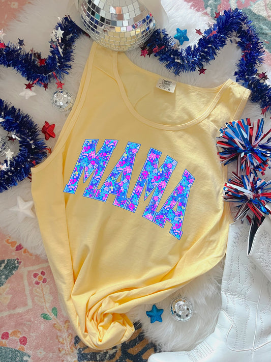 Bright Floral Mama Arch Banana Tee/Tank Option