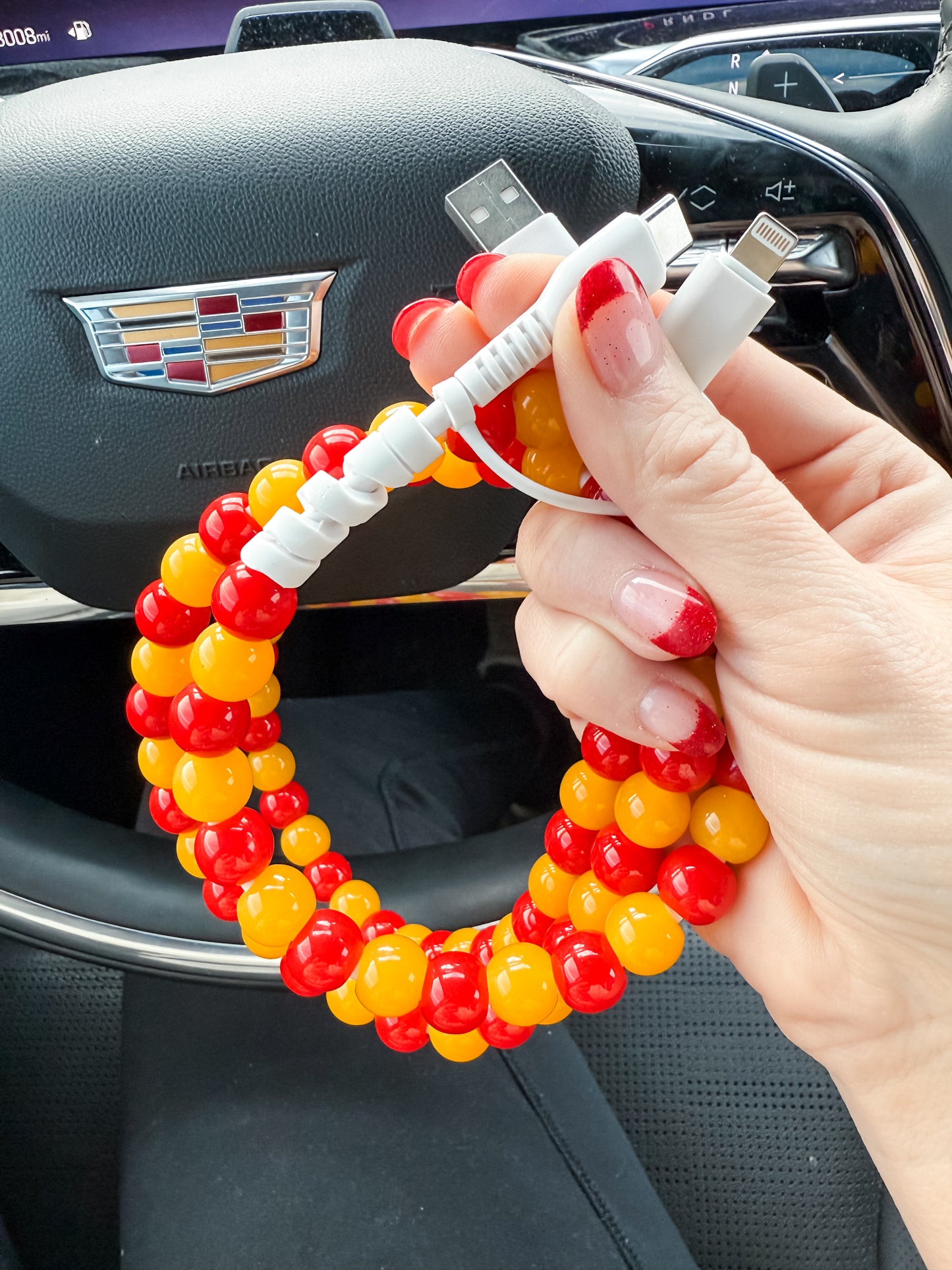 **BLACK FRIDAY DEAL** Red & Yellow Beaded Phone Charger