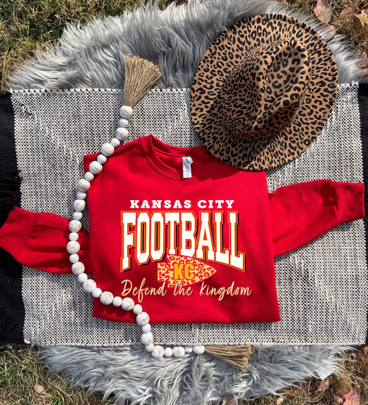 **HALFTIME DEAL** Kansas City Defend The Kingdom Leopard Arrowhead Red Sweatshirt