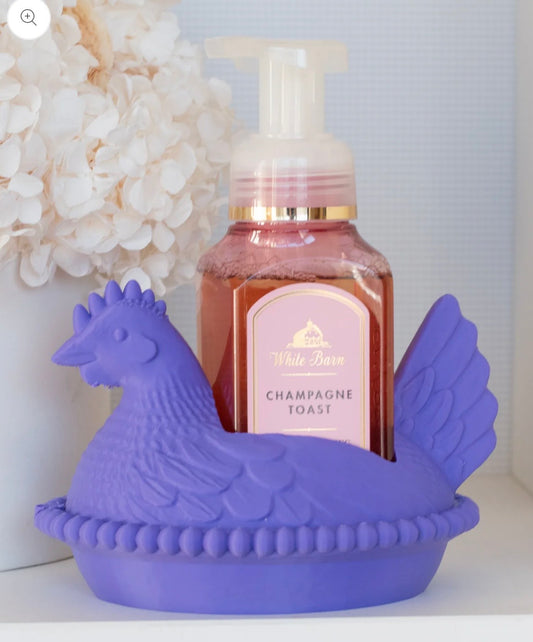 **PREORDER** Purple Nesting Hen B&BW Soap Holder