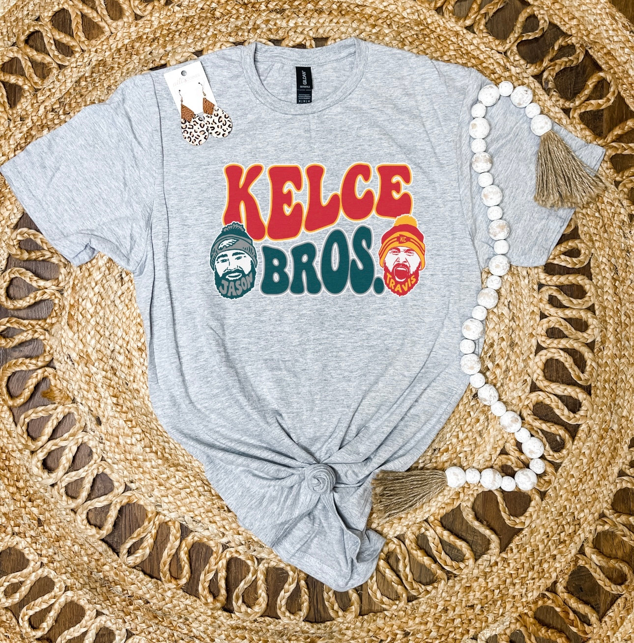 Wavy Kelce Bros. Sports Grey Gildan Softstyle Tee