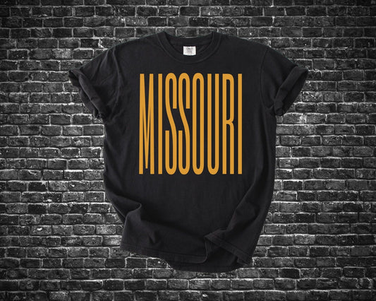Gold Missouri Black Tee