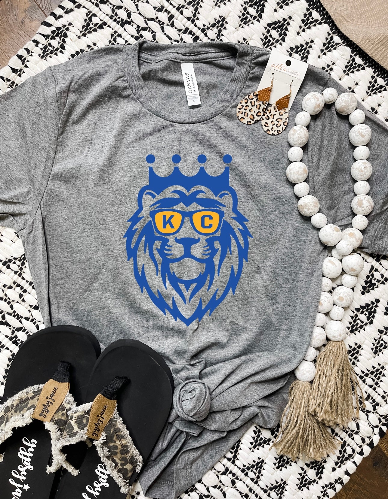 Blue & Gold Lion Charcoal Tee
