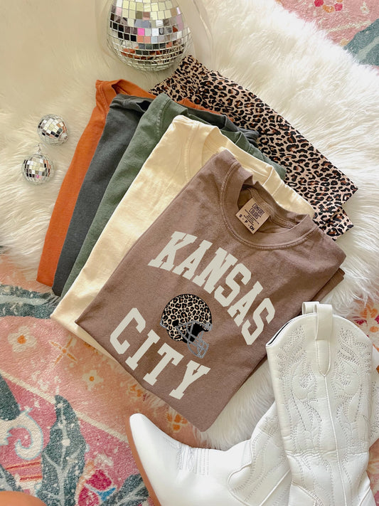 **HALFTIME DEAL** Oval Neutral Kansas City Leopard Helmet Espresso Tee