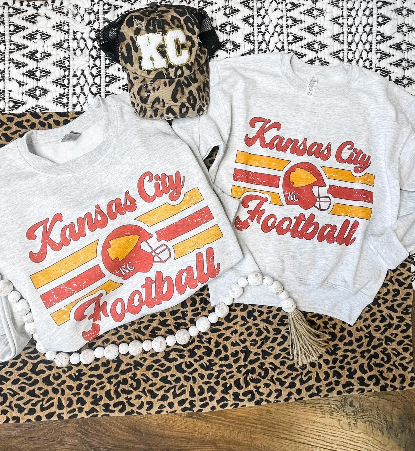 Kansas City Football Helmet Ash Sweatshirt