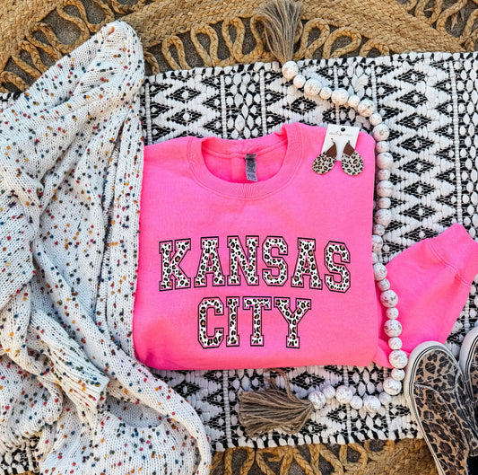 Brown Leopard Kansas City Hot Pink Sweatshirt