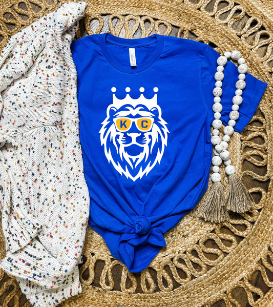 White & Gold KC Lion Royal Blue Tee