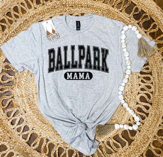 Black Ballpark Mama Sports Grey Tee