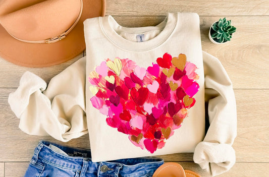 **DEAL OF THE DAY** Multi Hearts Sand Sweatshirt