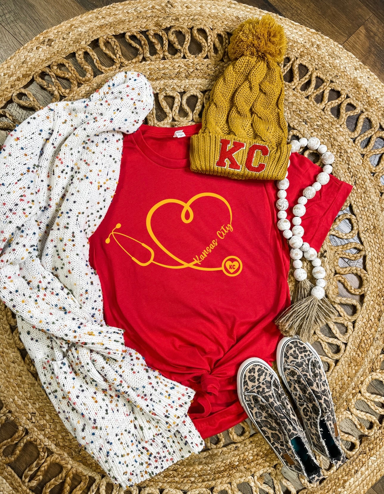 Kansas City Nurse Stethoscope Red Tee