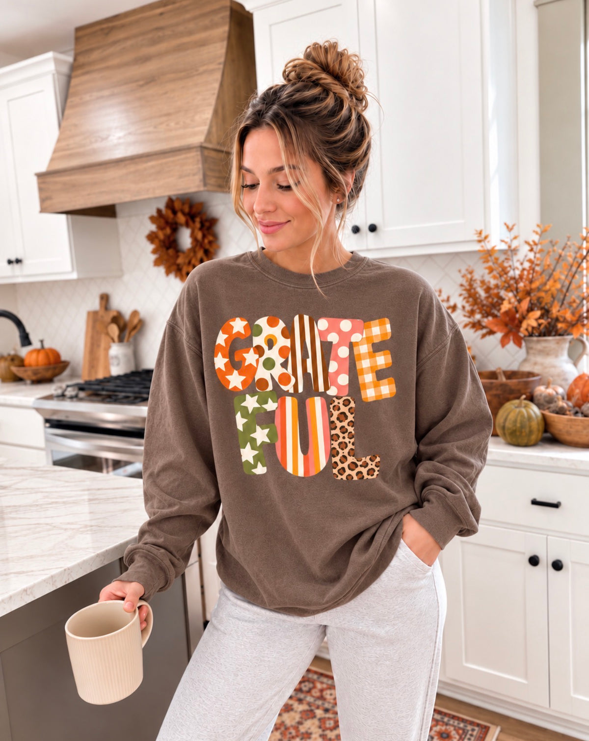 Pattern Grateful Espresso Long Sleeve Tee
