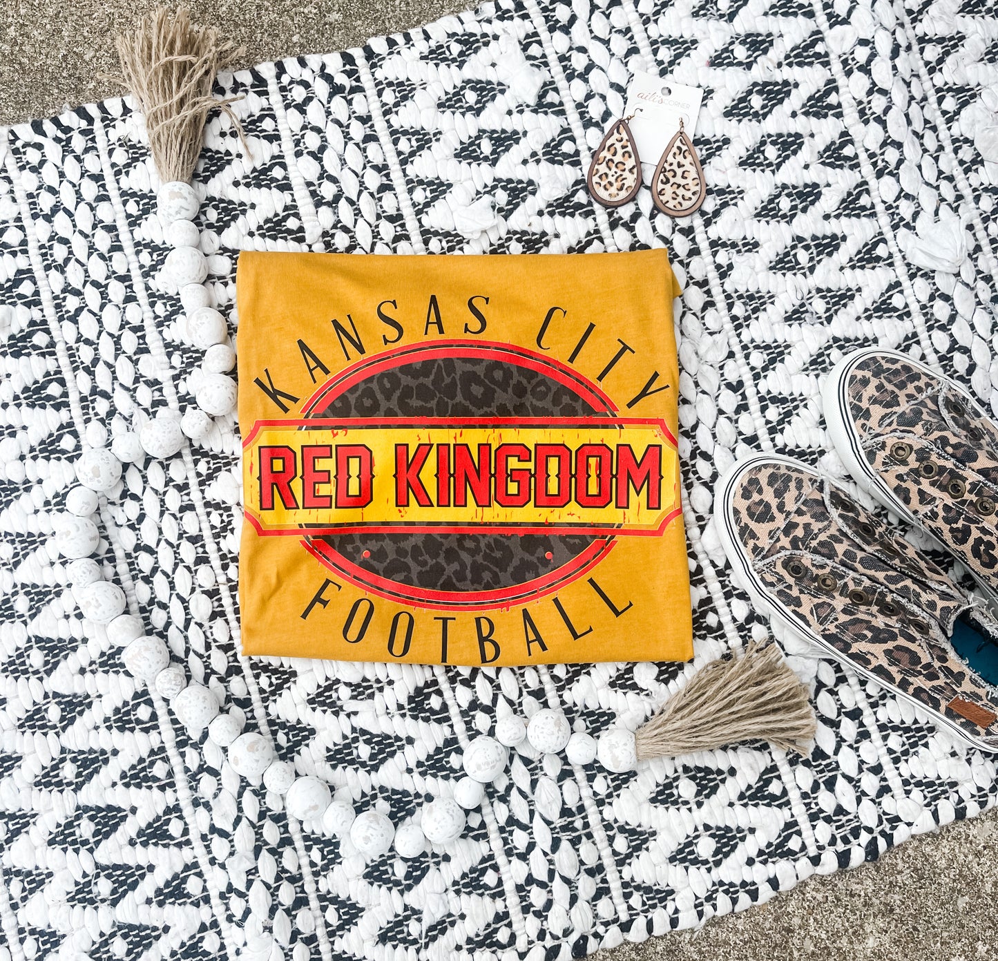 Kansas City Red Kingdom Football Mustard Tee