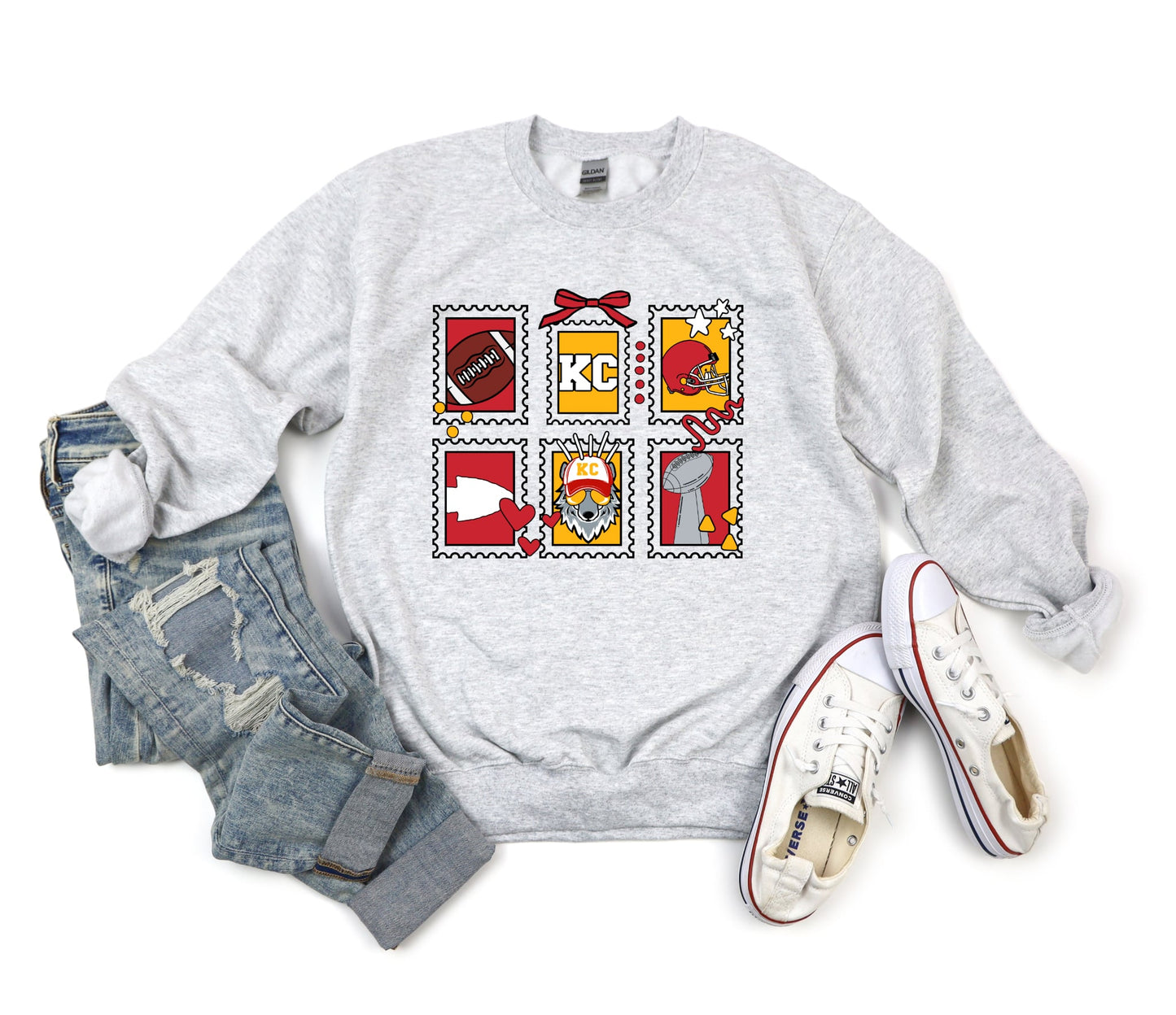 **HALFTIME DEAL** 6 Picture Collage Ribbon Collage Heather Graphite Sweatshirt