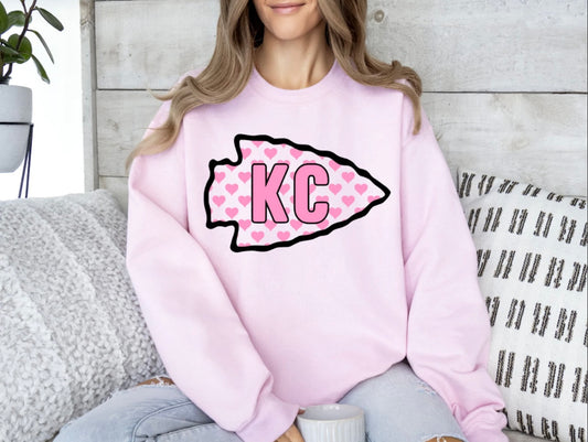 Pink Hearts Arrowhead Pink Sweatshirt