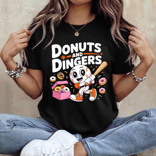 Donuts & Dingers Black Tee