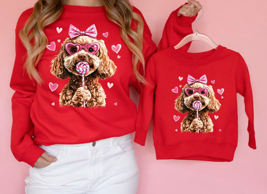 Valentine's Doodle Red Sweatshirt