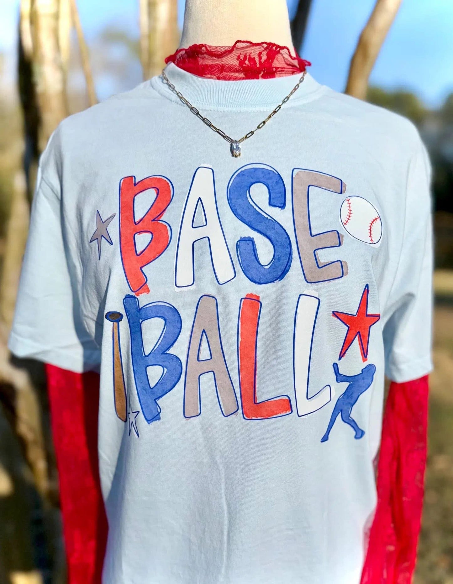 Baseball Doodle Chambray Tee