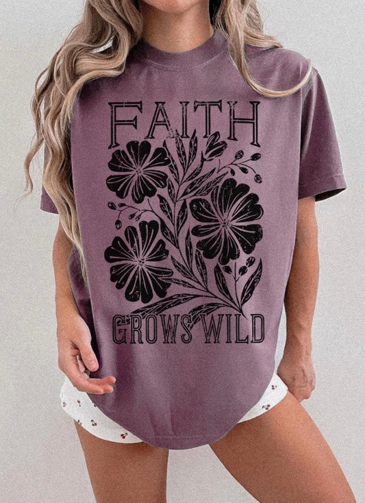 Black Ink Faith Grows Wild Berry Tee