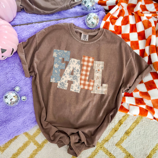 Plaid & Floral Fall Design Espresso Tee