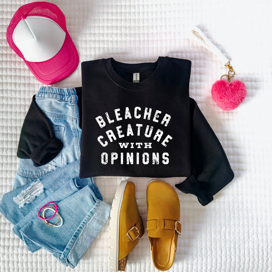 White Bleacher Creature With Opinions Black Sweatshirt