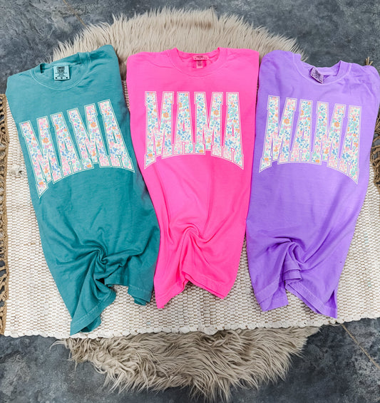 Mama Flowers Varsity Block Tee