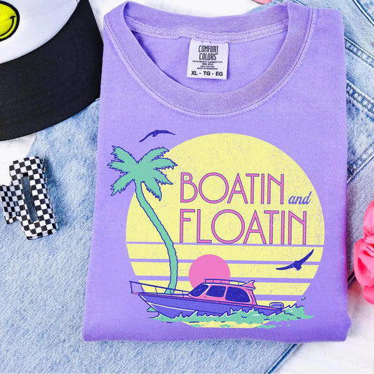 Palm Tree & Boat Violet Tee