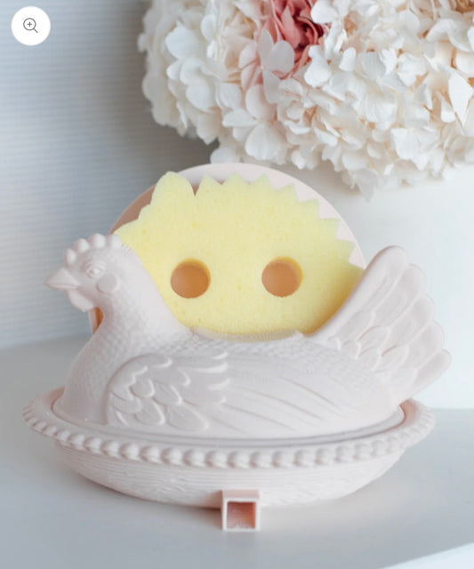 **PREORDER** Beige Nesting Hen Scrub Sponge Holder