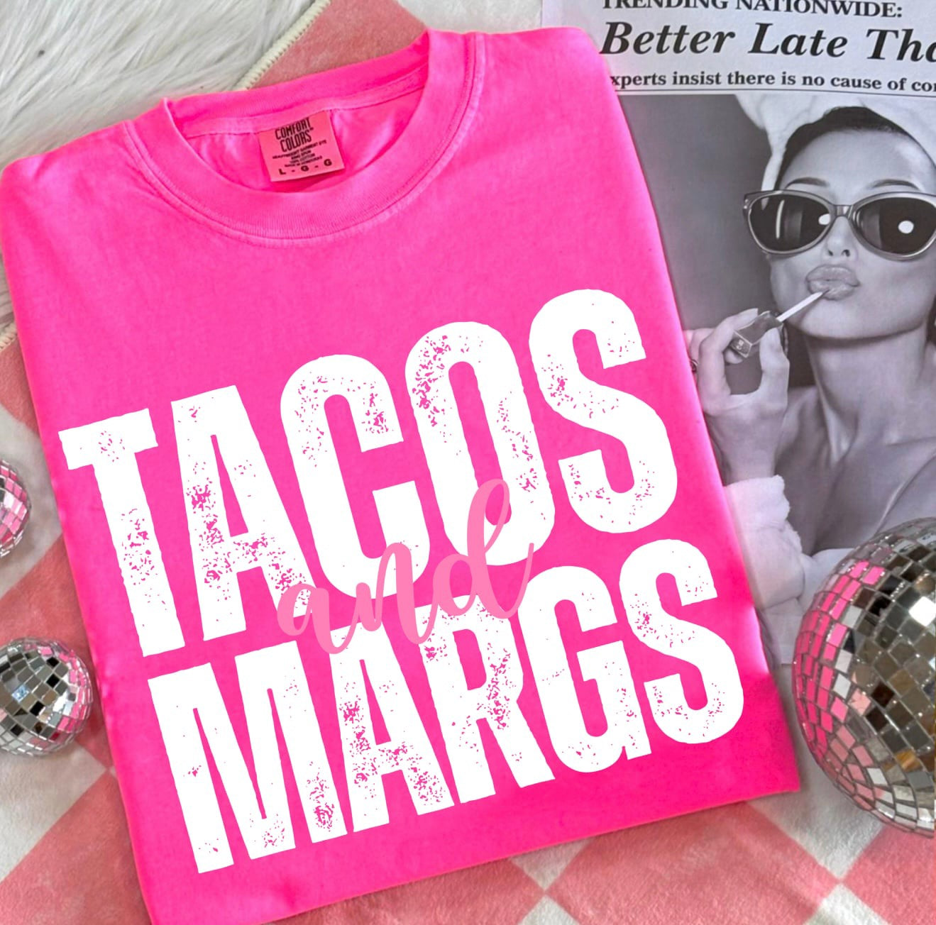 Taco & Margs Neon Pink Tee