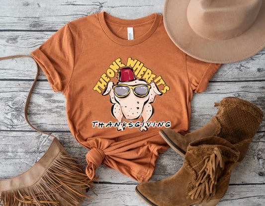Turkey Glasses The One Where It's Thanksgiving Heather Autumn Tee