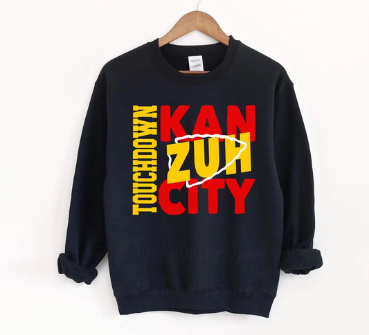 **HALFTIME DEAL** Vertical Touchdown Kan Zuh City Black Sweatshirt