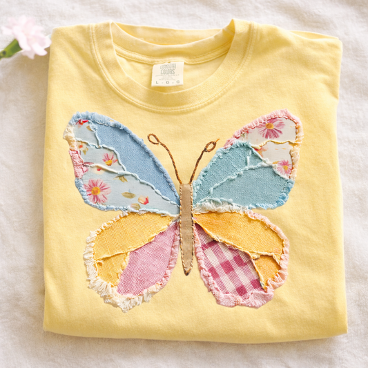 Patchwork Butterfly Butter Tee