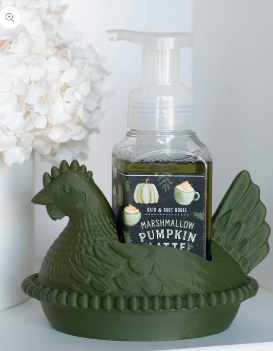 **PREORDER** Deep Olive Nesting Hen B&BW Soap Holder