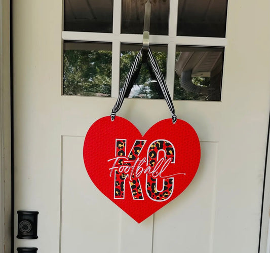 **BLACK FRIDAY DEAL** KC Football Heart Door Hanger