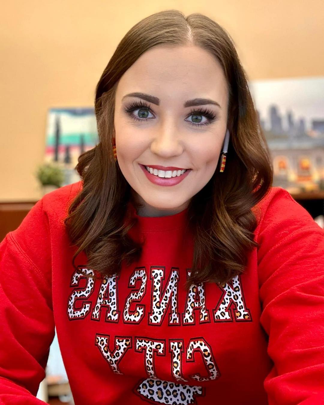 Kansas City Brown Leopard Arrowhead Red Sweatshirt