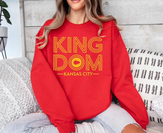 **HALFTIME DEAL** Gold Kingdom Retro Arrowhead Kansas City Red Sweatshirt