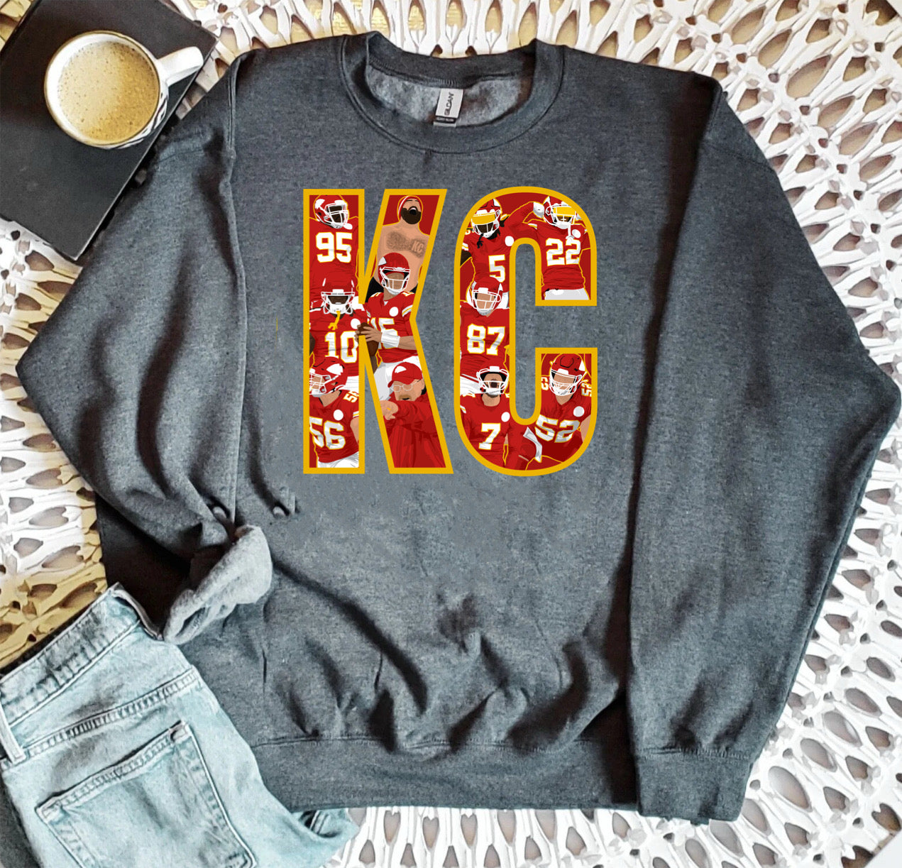 Gold KC Outline KC Players Dark Heather Sweatshirt