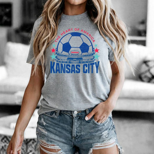 KC Stadium Soccer Ball Sports Grey Tee