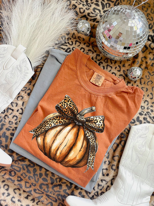Leopard Bow Pumpkin Yam Tee