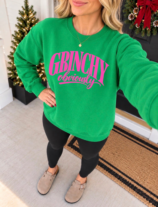 **DEAL OF THE DAY** Grinchy Obviously Irish Green Sweatshirt **FINAL SALE**