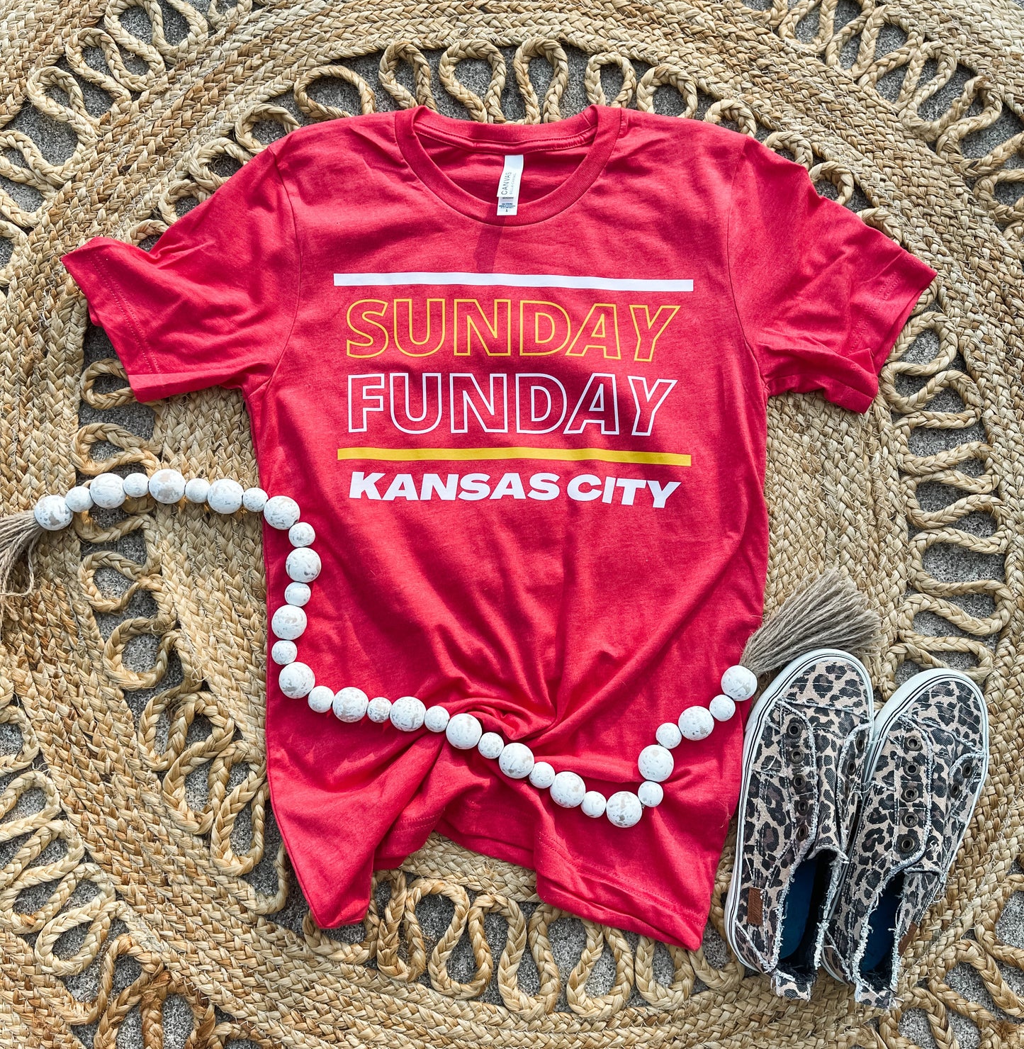 **DEAL PRICE** Sunday Funday Kansas City Heather Red Short Sleeve Tee
