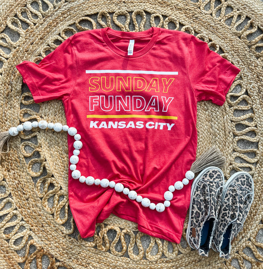 **DEAL PRICE** Sunday Funday Kansas City Heather Red Short Sleeve Tee