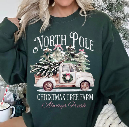 **CHRISTMAS IN JULY** North Pole Christmas Tree Farm Forest Sweatshirt