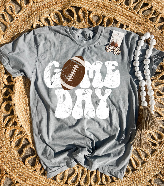 White Game Day Football Grey Tee