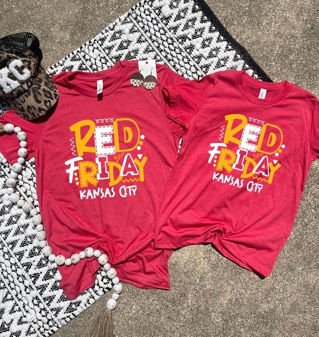 **HALFTIME DEAL** Doodle Red Friday Kansas City Heather Red Tee